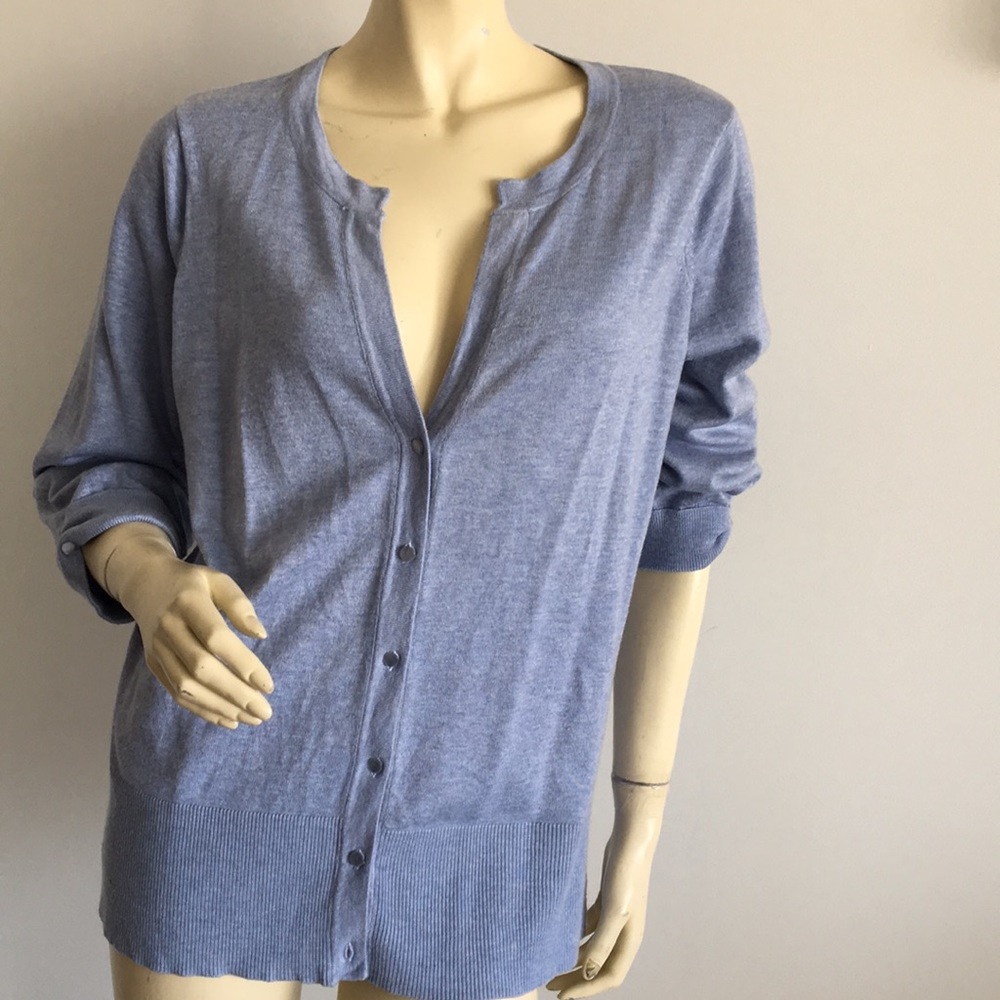 Genny Cyrus 3/4 sleeve blue knit cardigan